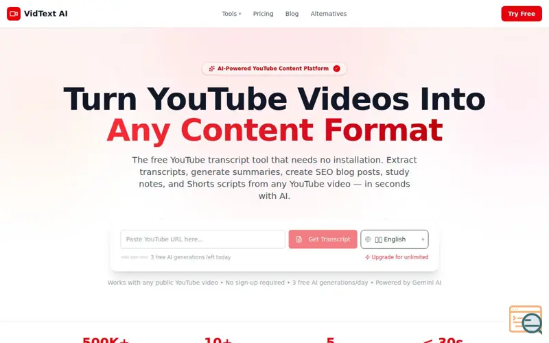 Screenshot of VidText AI