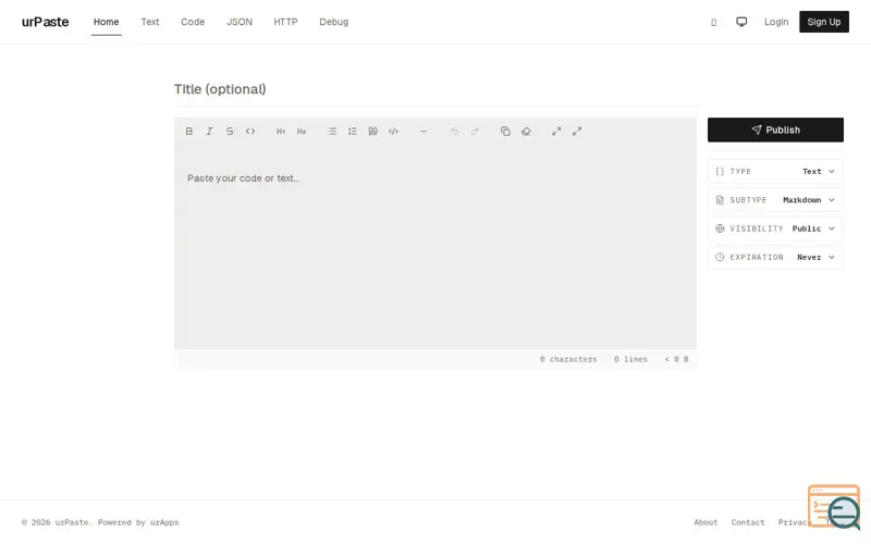 Screenshot of urPaste