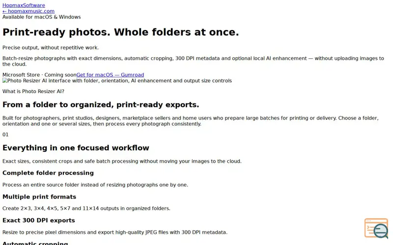 Screenshot of Photo Resizer AI