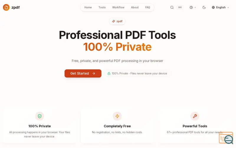Screenshot of zPDF 118 Tools & PDF Workflow Automation, a launch using Centmin Mod