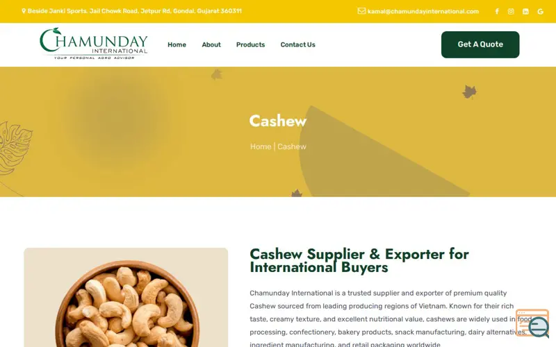 Screenshot of Premium Vietnam Cashews