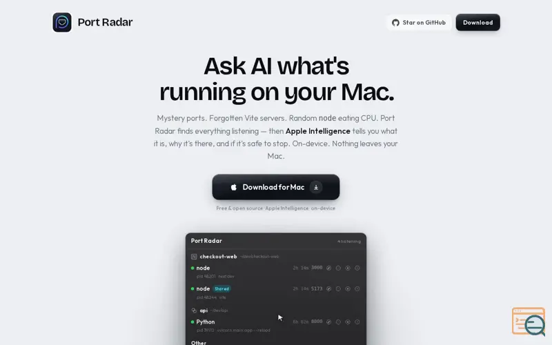 Screenshot of Port Radar for macOS