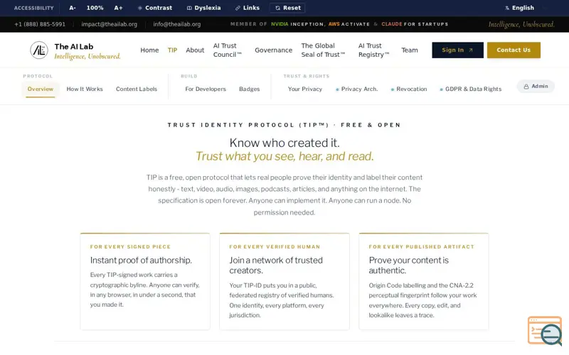 Screenshot of TIP by The AI Lab