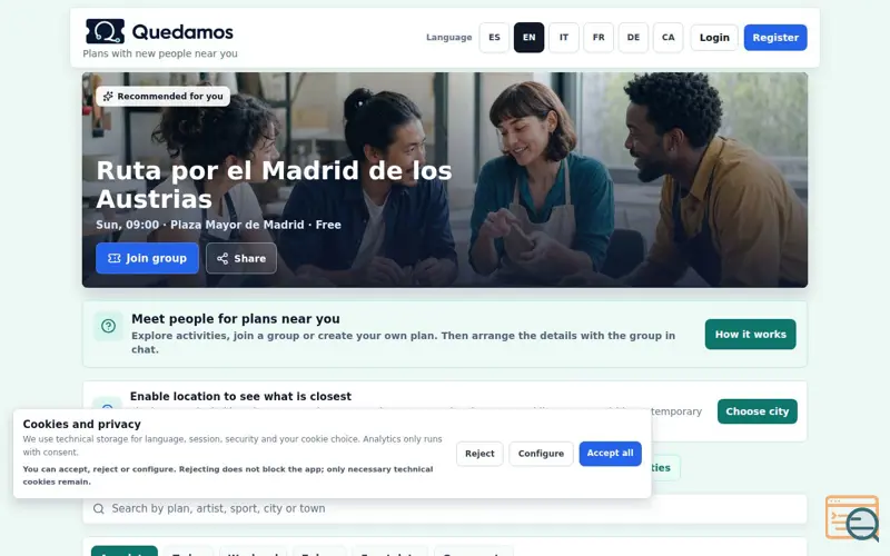 Screenshot of Quedamos | Planes cerca de ti con gente nueva