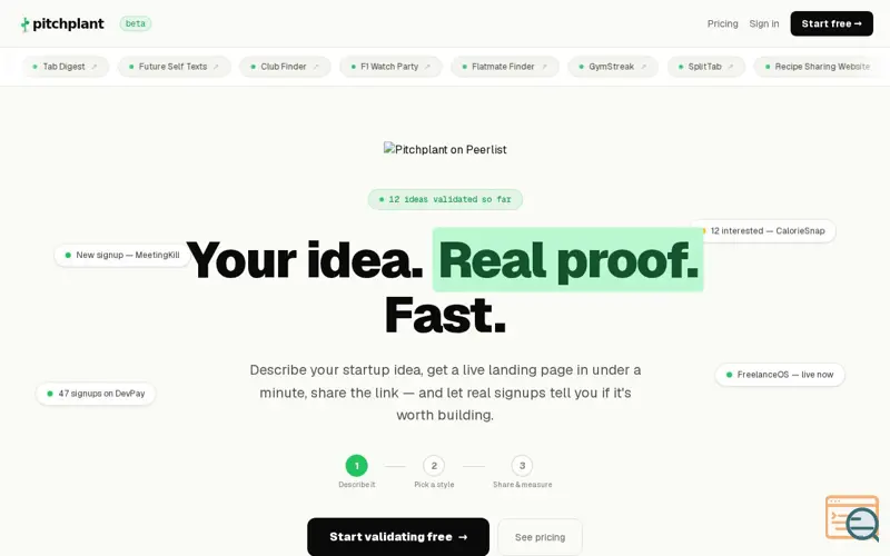 Screenshot of Pitchplant