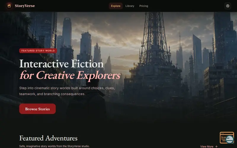 Screenshot of StoryVerse