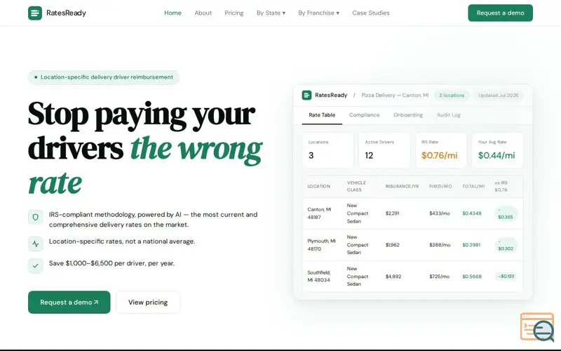 Screenshot of RatesReady