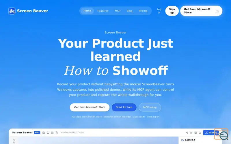 Screenshot of Screen Beaver — Product videos without touching your screen.