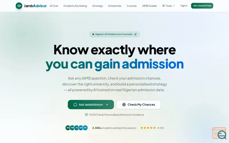 Screenshot of JambAdvisor
