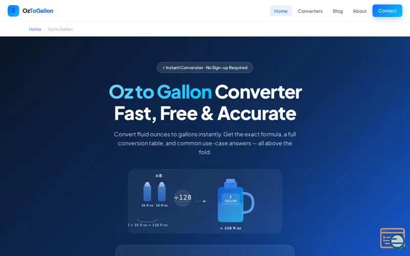 Screenshot of OzToGallon