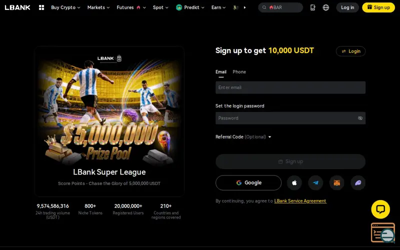 Screenshot of LBank Referral Code