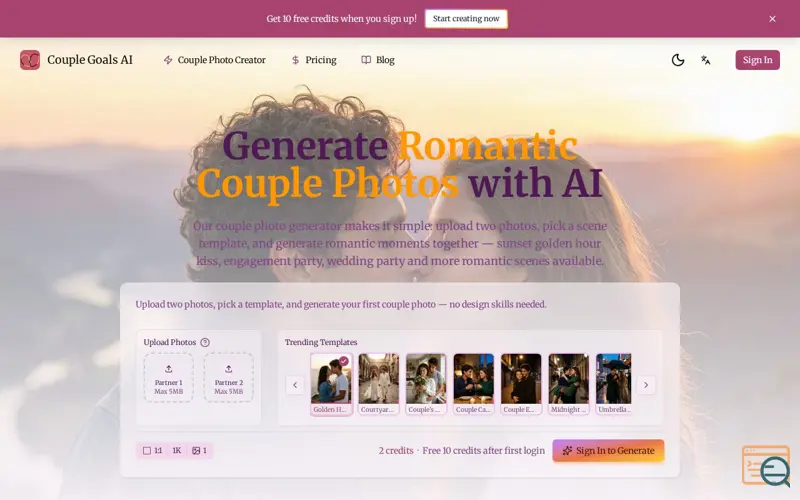 Screenshot of Couple Goals AI