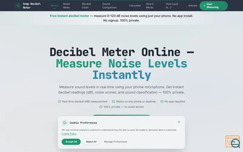 Screenshot of Snap Decibel Meter
