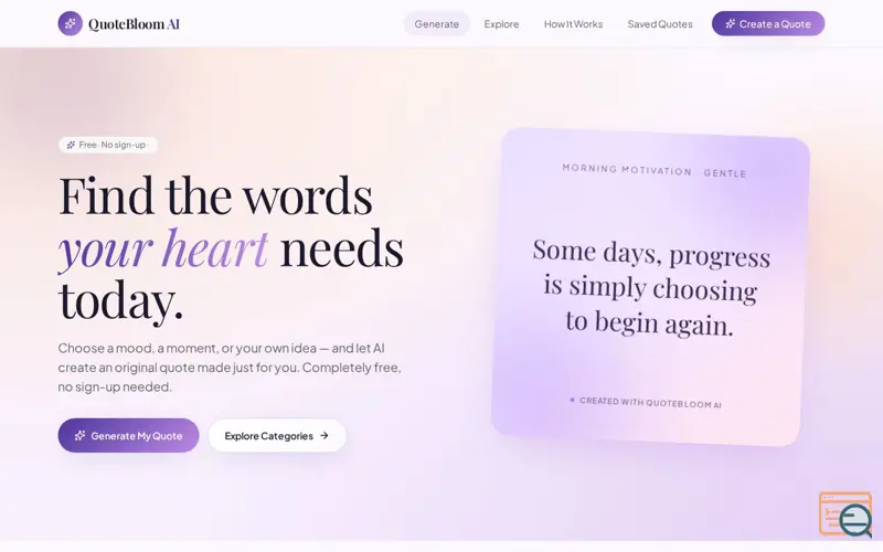 Screenshot of Quote Bloom AI, a launch using TanStack Start