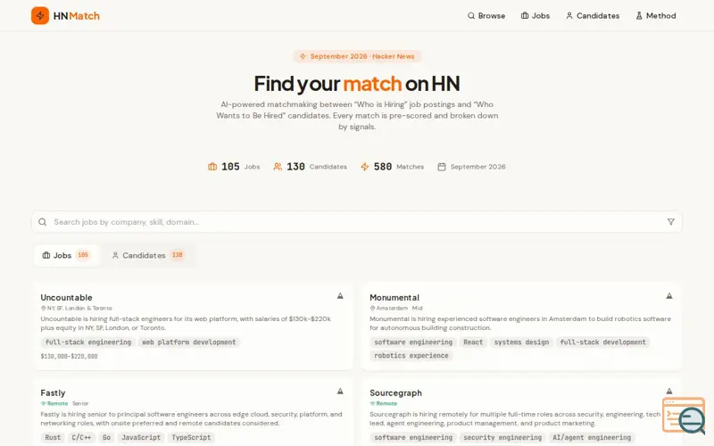 Screenshot of HN Match Maker