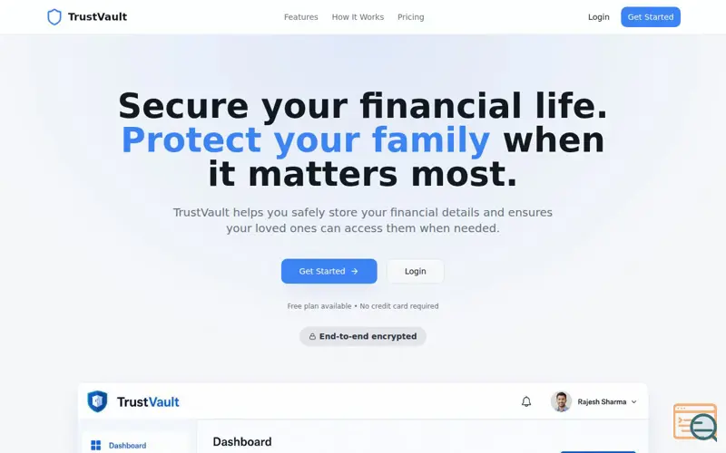 Screenshot of TrustVault