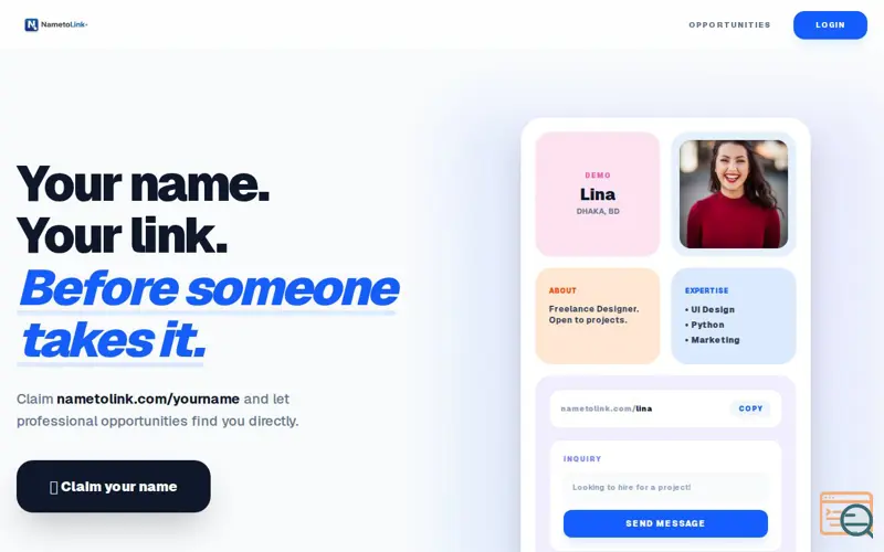 Screenshot of NameToLink