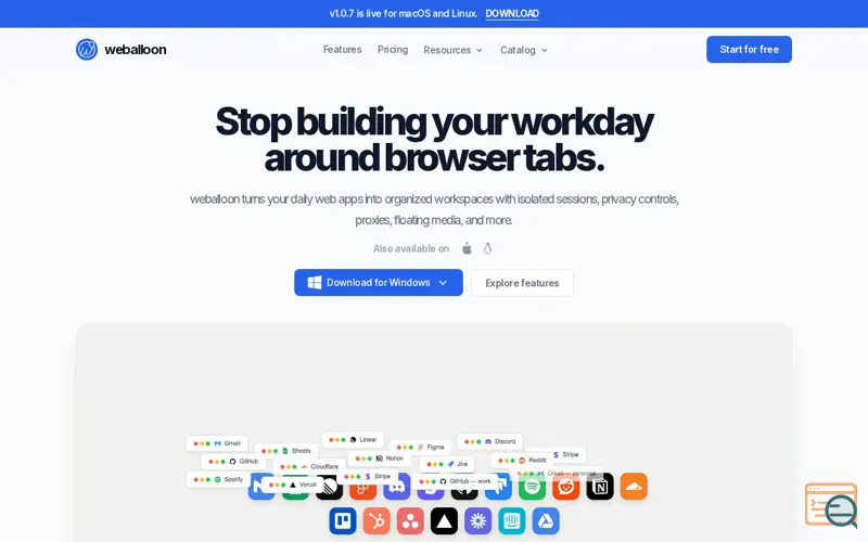 Screenshot of weballoon