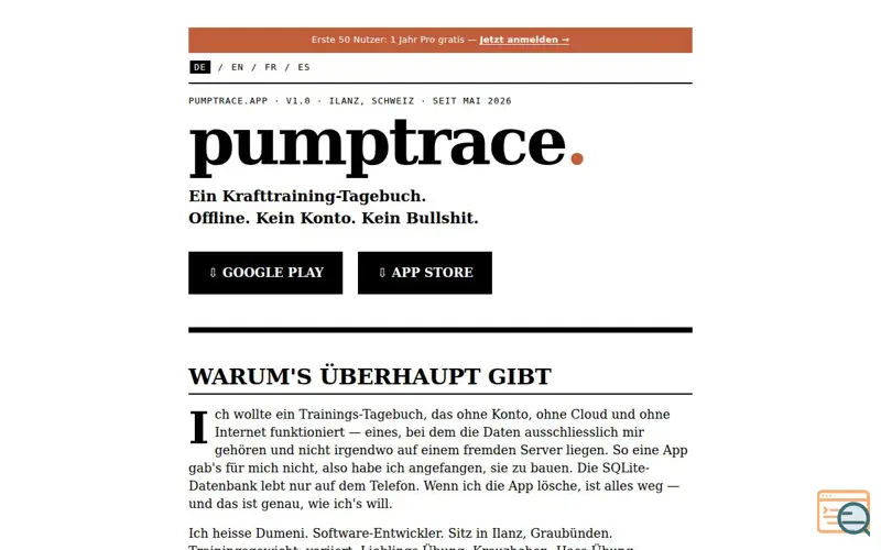Screenshot of pumptrace