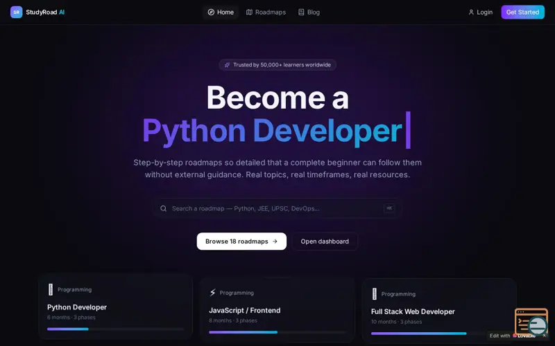 Screenshot of StudyRoad AI