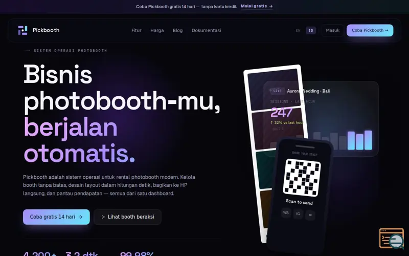 Screenshot of pickbooth, a launch using Vimeo