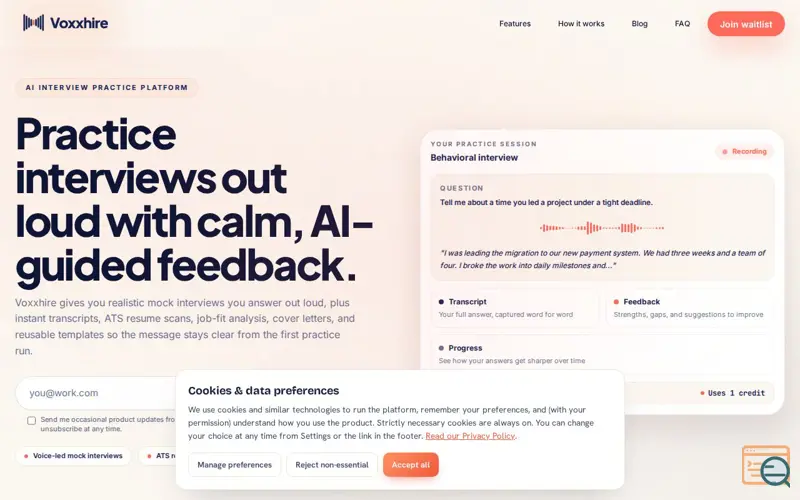 Screenshot of Voxxhire