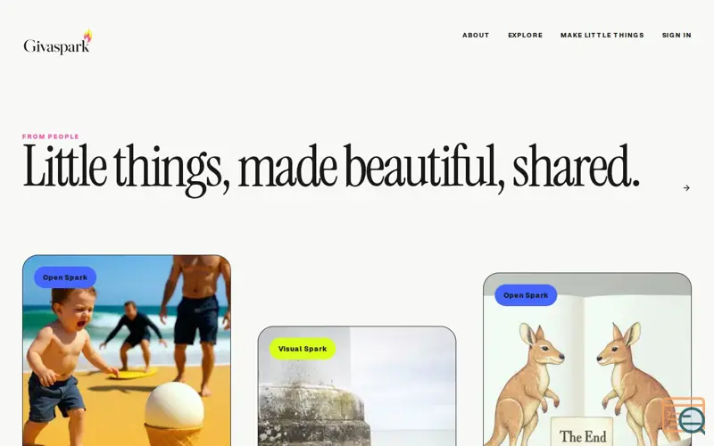 Screenshot of givaspark — Share a Spark