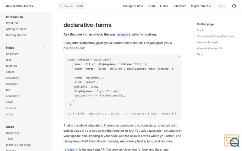 Screenshot of Declarative-forms
