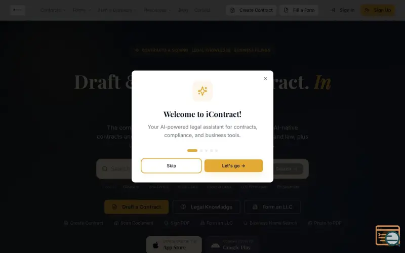 Screenshot of iContract