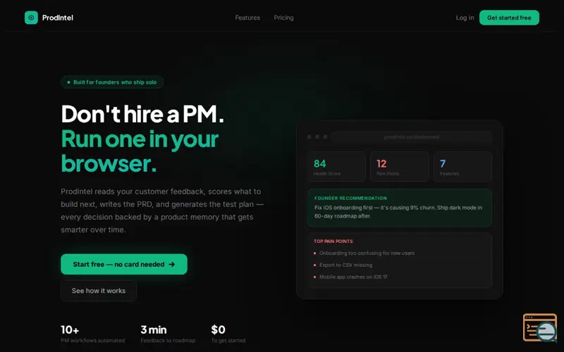 Screenshot of ProdIntel