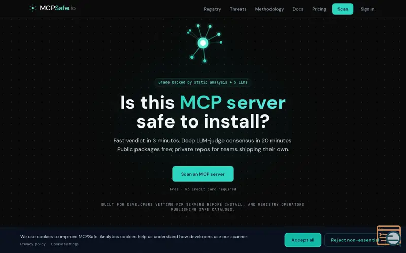 Screenshot of MCPSafe Security scanner for MCP servers
