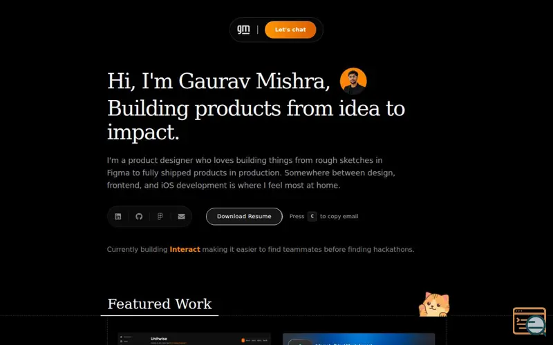 Screenshot of Gaurav Mishra Portfolio