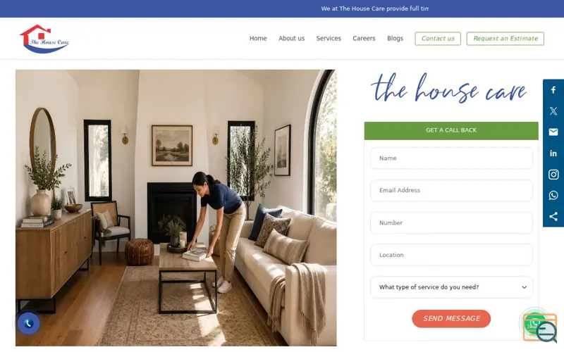 Screenshot of The House Care, a launch using toastr