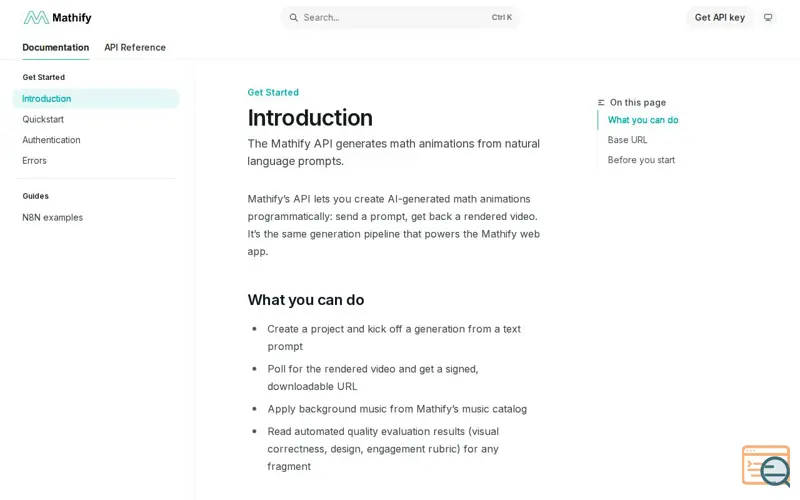 Screenshot of Mathify API