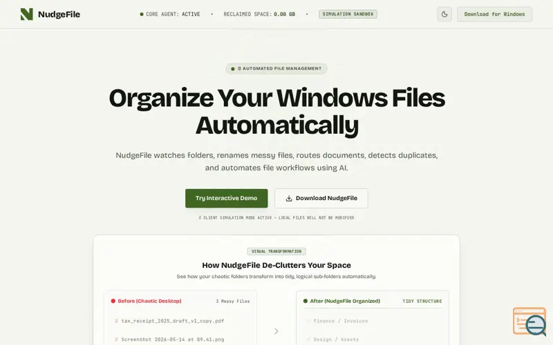 Screenshot of NudgeFile