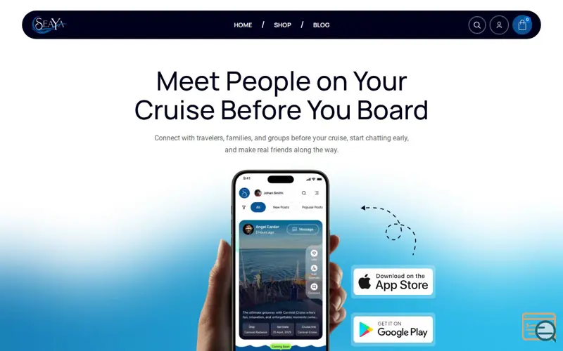 Screenshot of Seaya, a launch using WooPayments