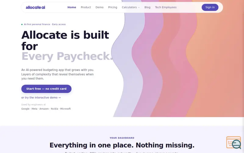 Screenshot of Allocate AI