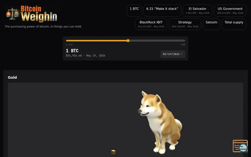 Screenshot of Bitcoinweighin