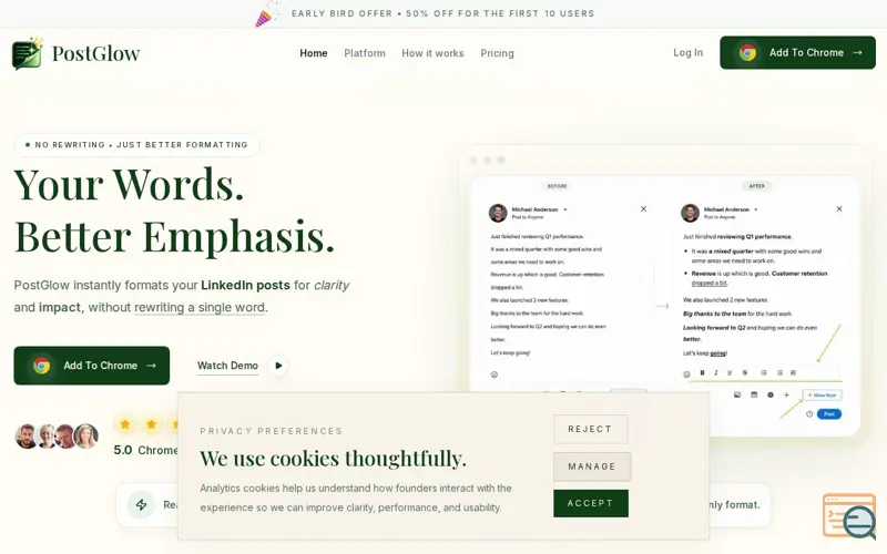 Screenshot of Postglow