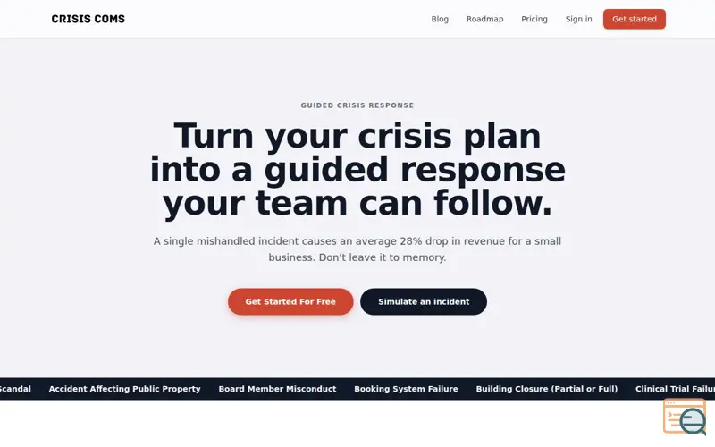 Screenshot of CrisisComs