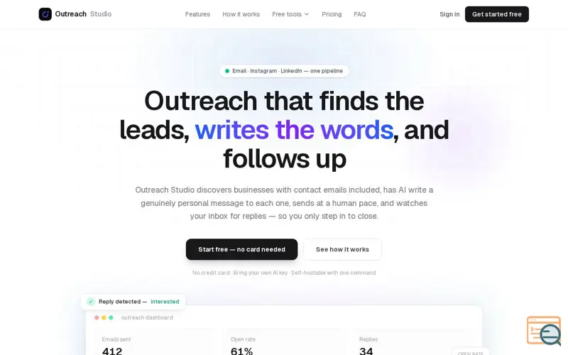 Screenshot of Outreach Studio