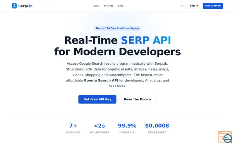 Screenshot of SerpLib.com Real-time Google Search API