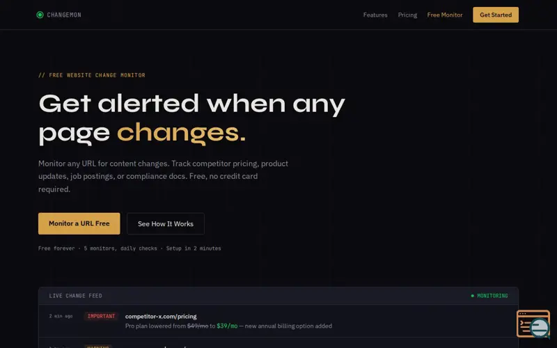 Screenshot of ChangeMon