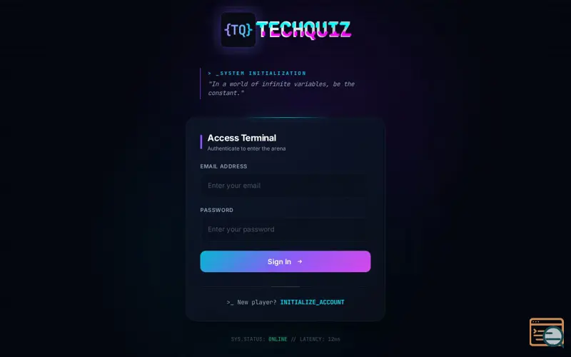 Screenshot of TECHQUIZ — Tech Tournament