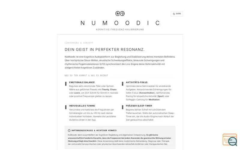 Screenshot of NuMoodic — Premium Frequency Generator