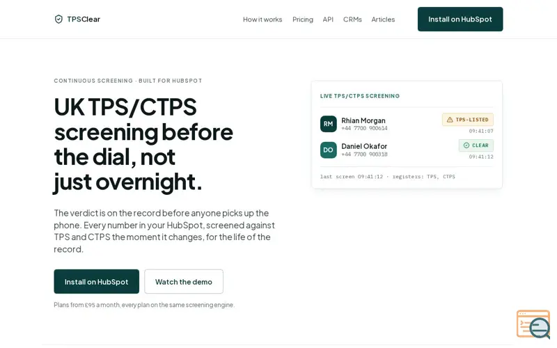 Screenshot of TPSClear