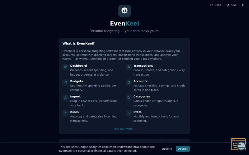 Screenshot of EvenKeel