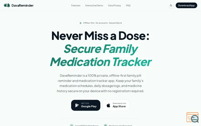 Screenshot of DavaReminder