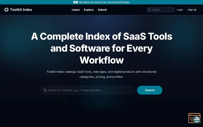 Screenshot of Toolkit Index