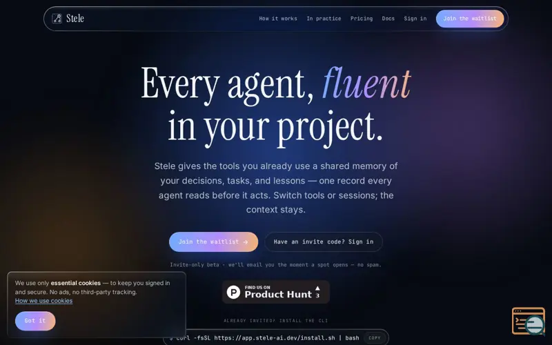 Screenshot of Stele — shared memory for AI coding agents